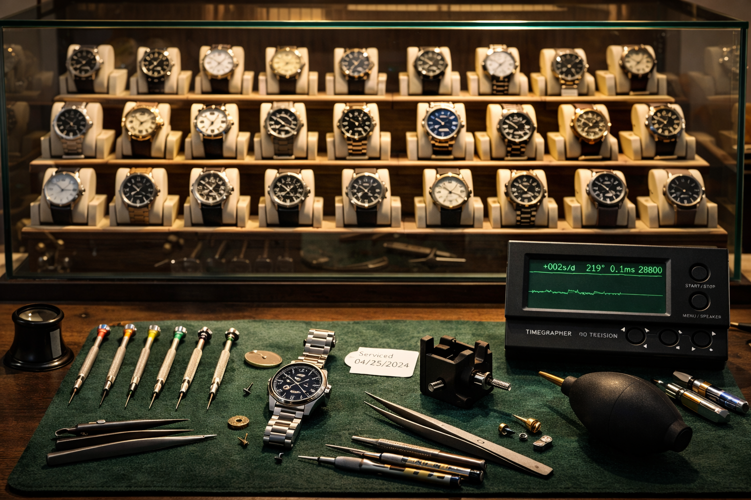 Quầy sửa đồng hồ trong trung tâm thương mại